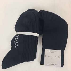 NWT FALKE No.7 Men's Finest Merino Wool Knee High Sz 41-42 (US 8-9) Black $75